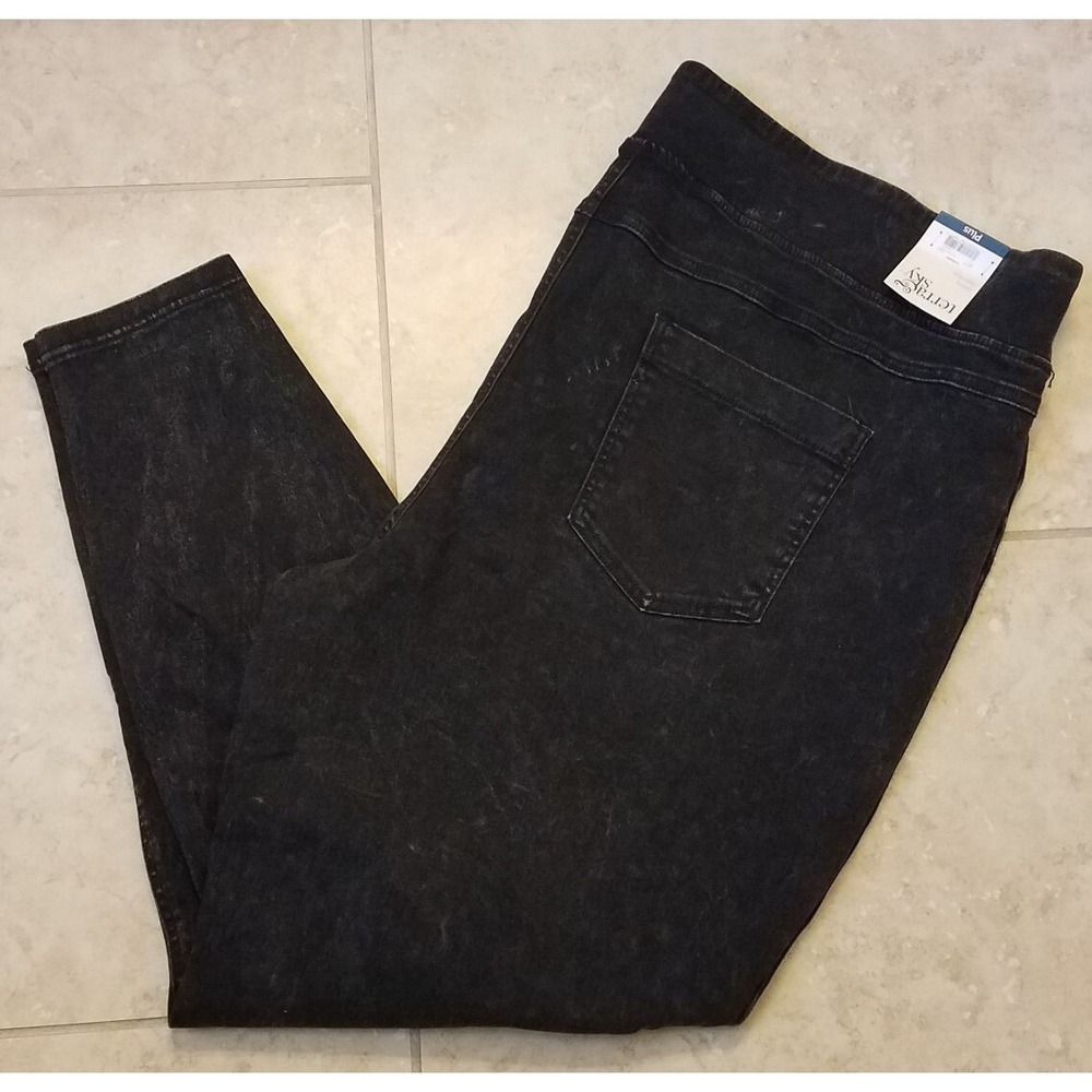 Terra & Sky Women Skinny High Rise Pull-On Jegging Black Pants 3X (24W-26W NEW